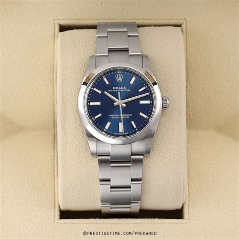 rolex 2022 pre-owned oyster perpetual horloge - blauw|used rolex oyster perpetual for sale.